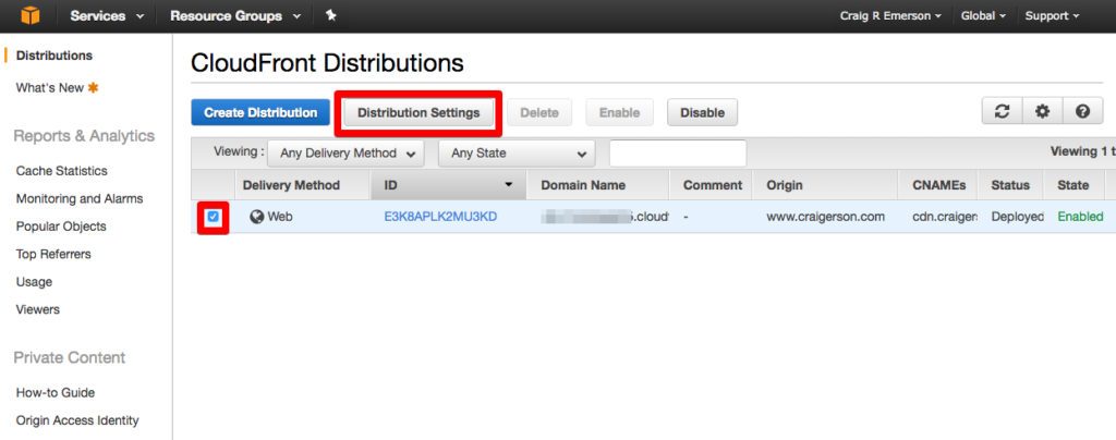 distributions management console settings