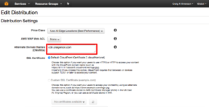 cloudfront management console cname settings
